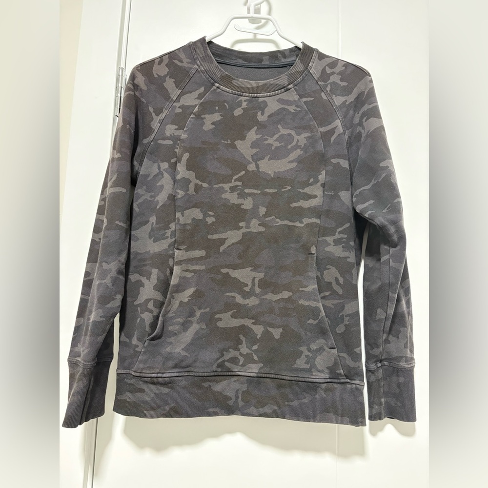 lululemon athletica Gray Camo Crewneck Sweatshirt